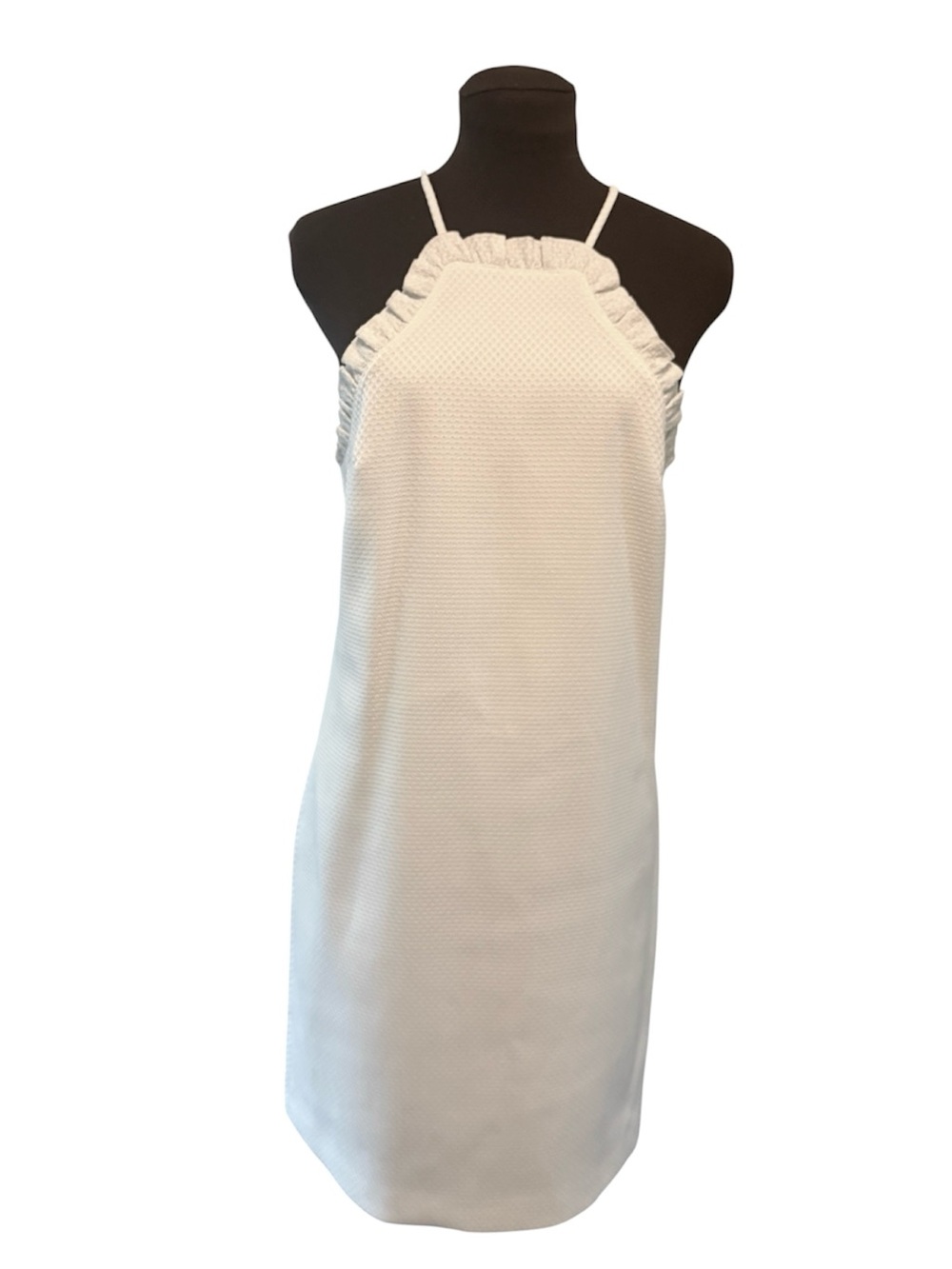 Trina Turk "The Visitor" white textured dress white scalloped ruffle size 4 NWT